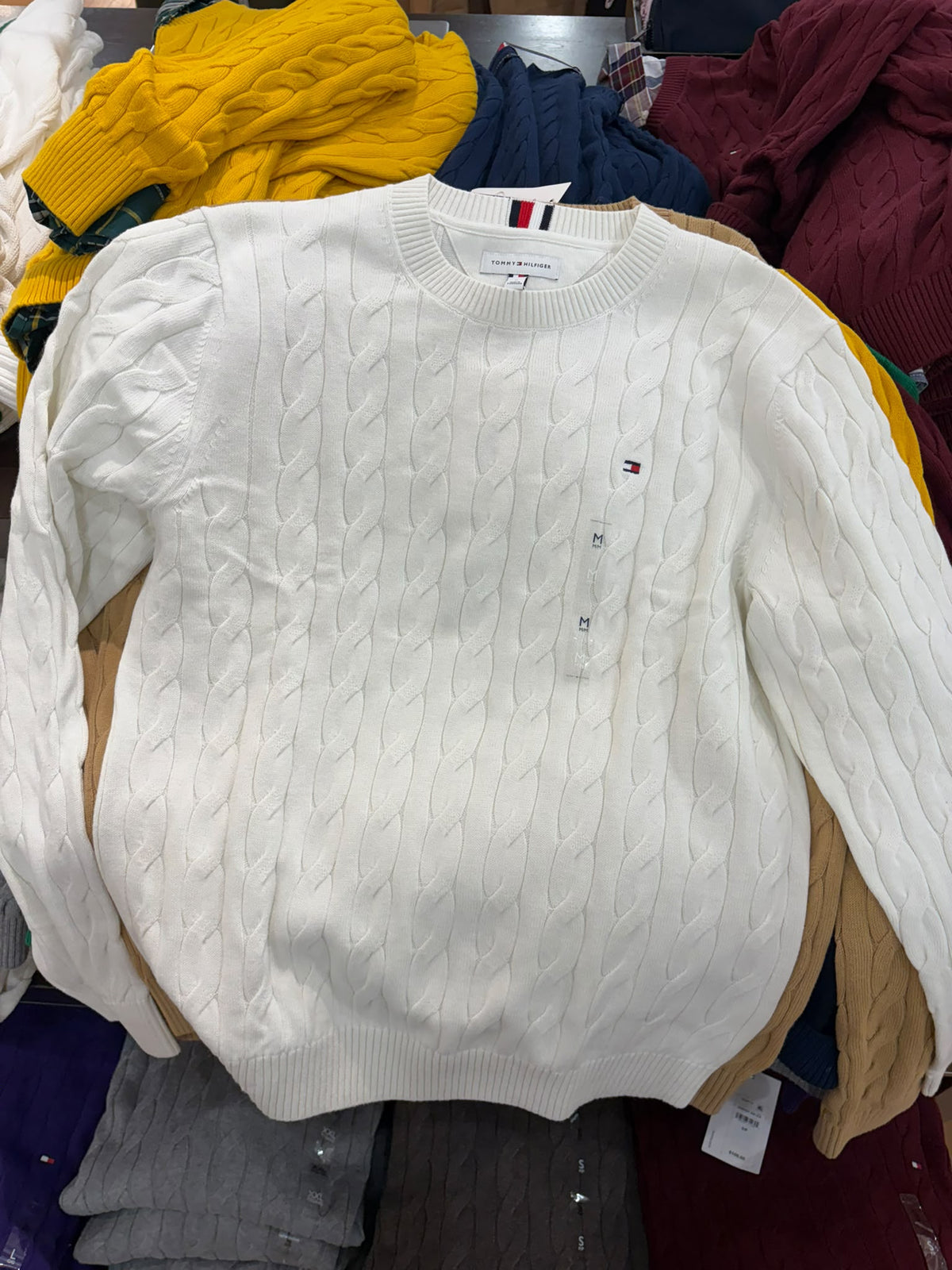Cable Knit Crewneck  Men Sweater-Ivory