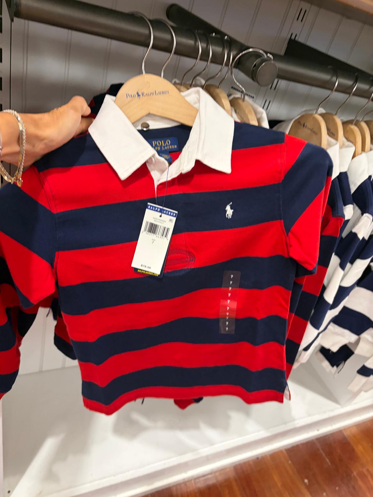 Ralph Lauren The Iconic Rugby  Boy Shirt- Red / Cruise Navy