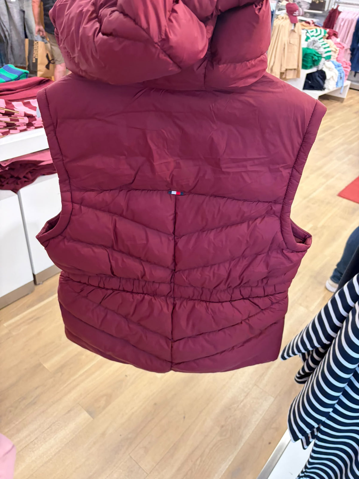 Tommy Lightweight Quilted Hooded Women  Vest - Burgundy