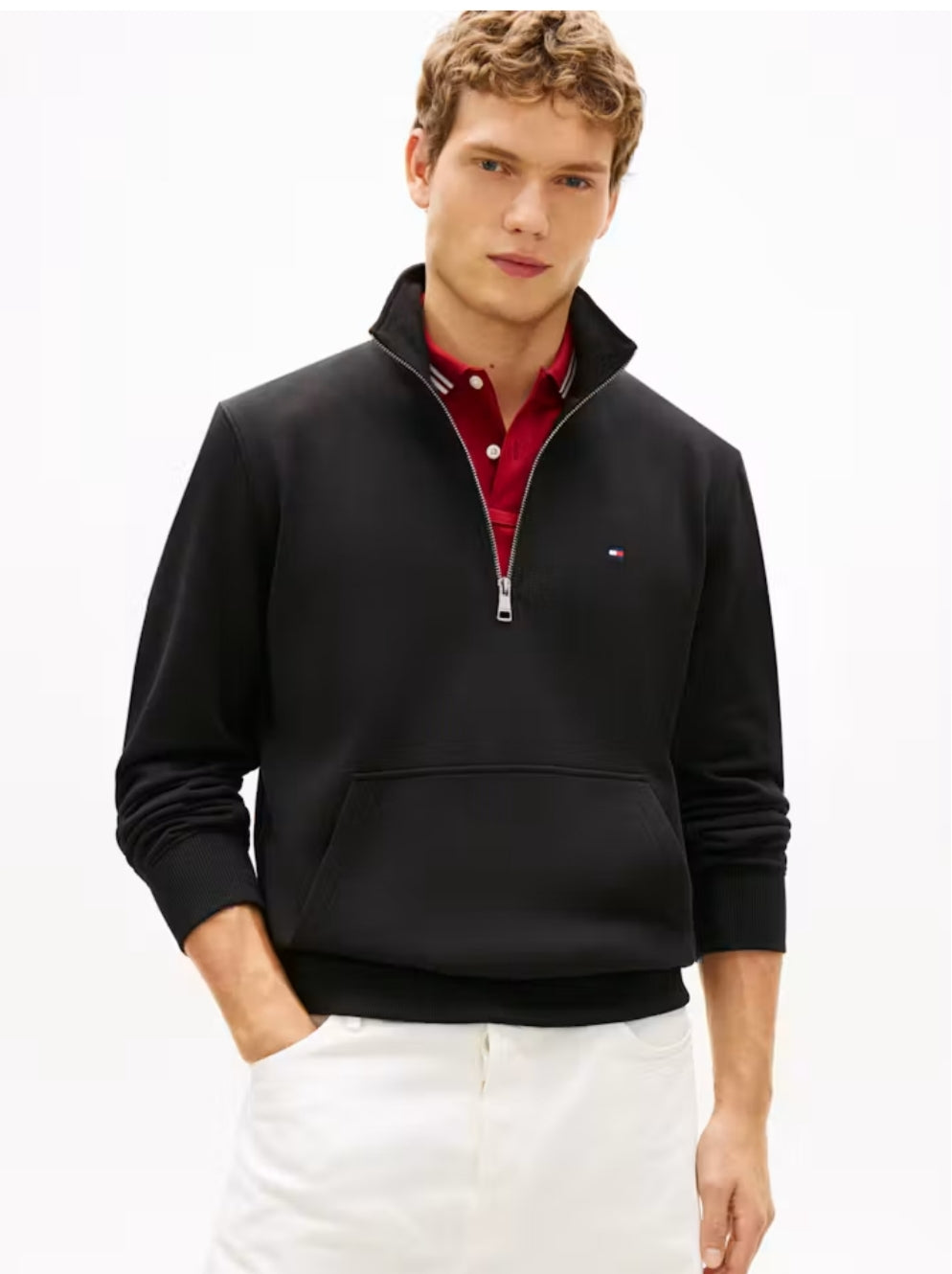 Tommy Global Stripe Terry Quarter-Zip Men  Sweatshirt - Black