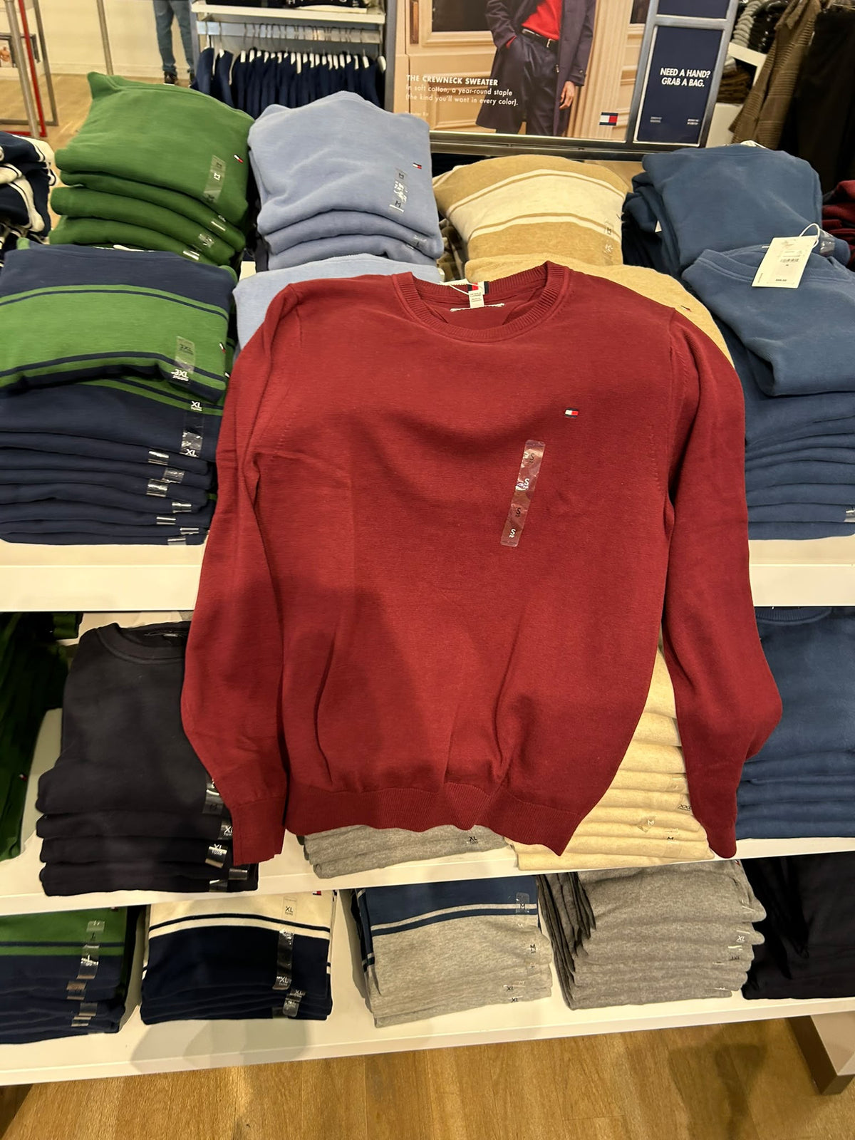 Tommy Classic Crewneck Men Sweater-Burgundy