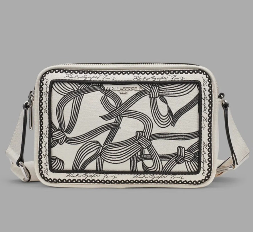 Karl MAYBELLE Women CROSSBODY WITH BOW DETAILS -White/Black Print