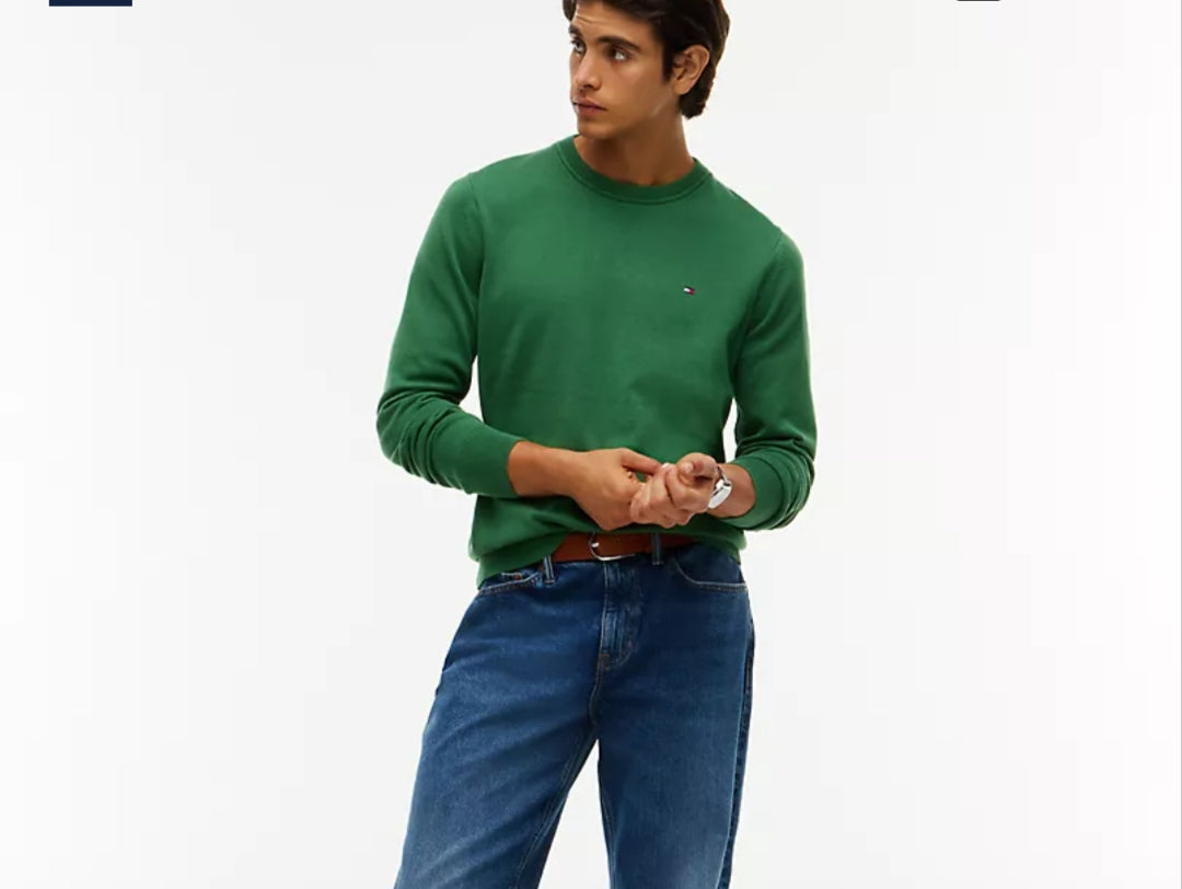 Tommy Classic Crewneck Men Sweater-Deep Evergreen