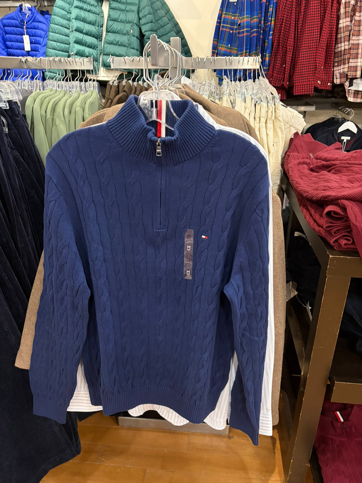 Cable Knit Men’s Quarter-Zip Sweater-Preppy Navy