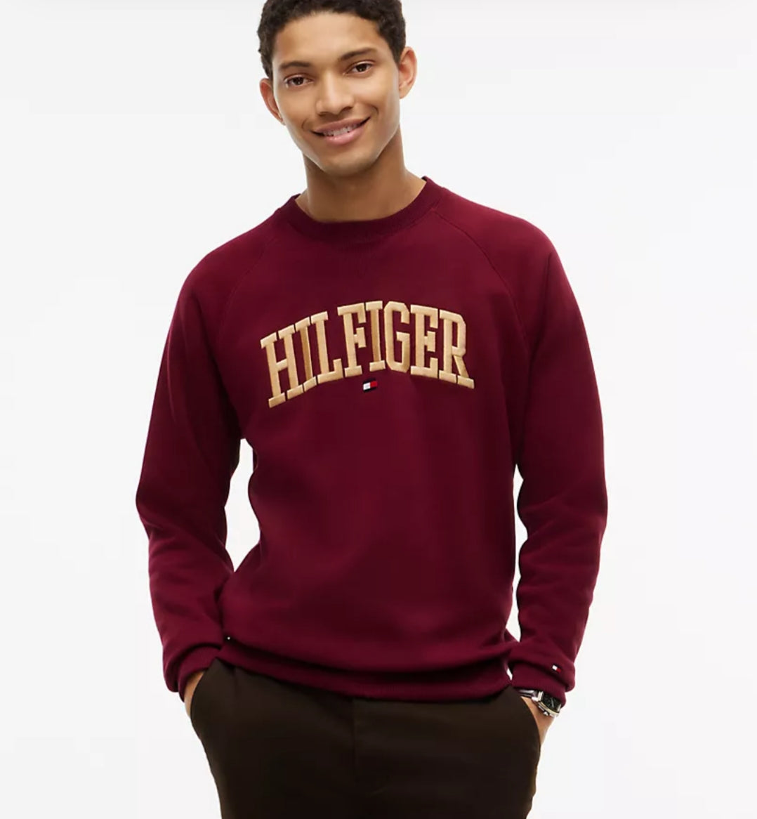 Tommy Varsity Hilfiger Logo Raglan women Sweatshirt -Burgundy