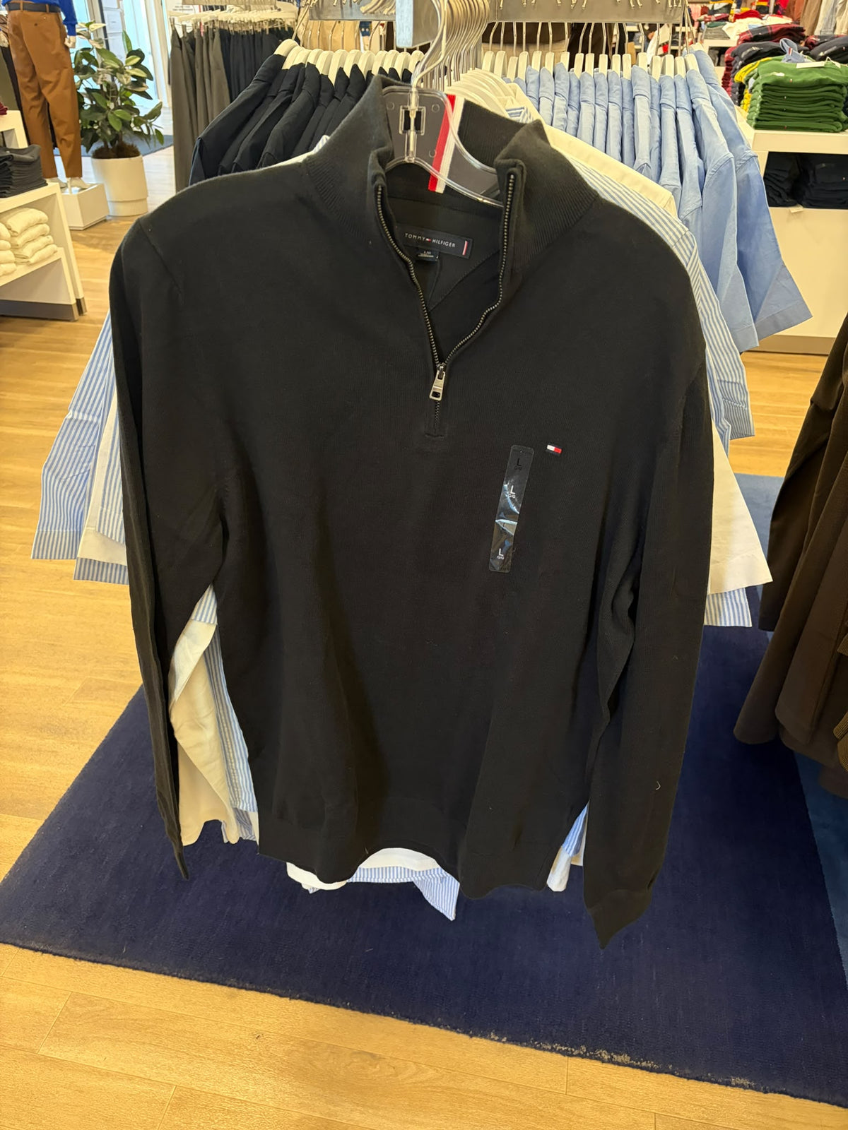 Striped Quarter- Men Zip Sweater-Black