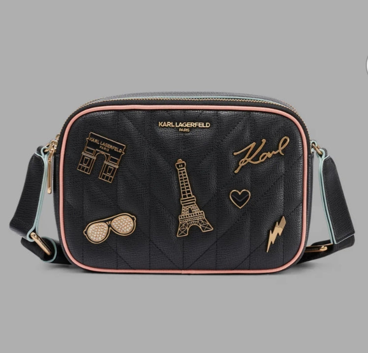 Karl MAYBELLE Women CROSSBODY WITH PARIS PINS-Black / Gold
