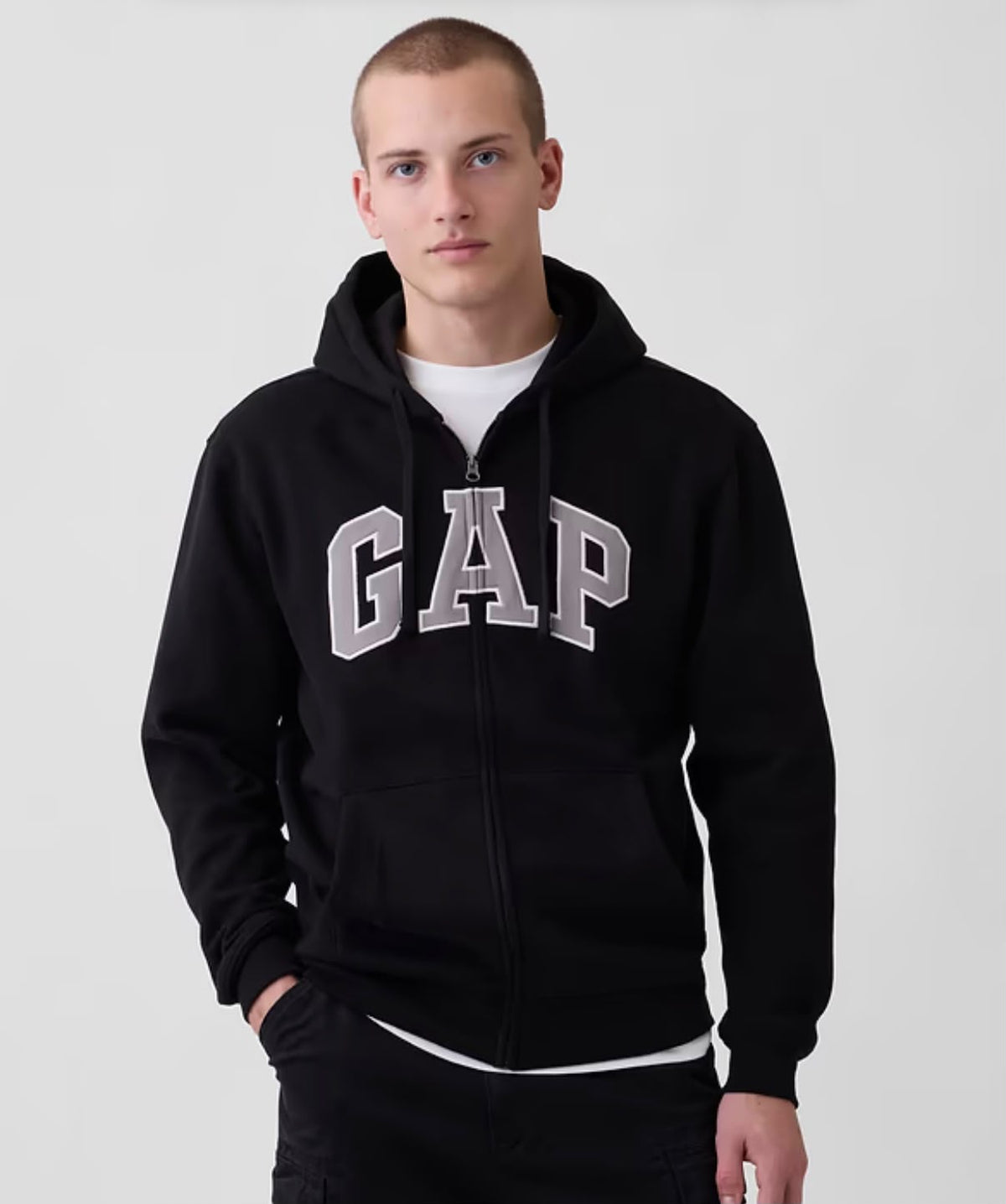 Gap Adult VintageSoft Arch Logo Zip Men Hoodie - Black