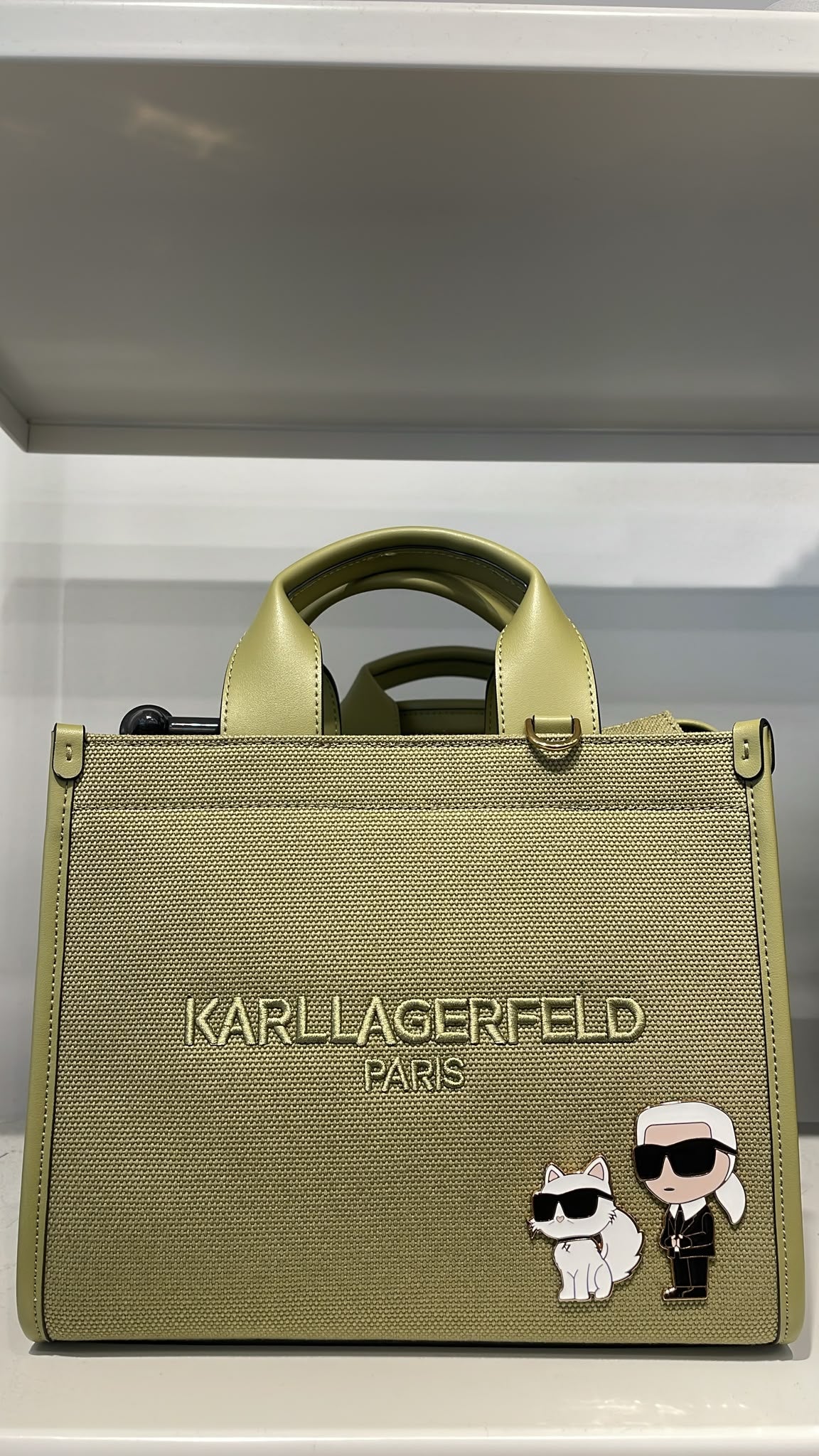 Karl KRISTINA CANVAS KARL AND CHOUPETTE LOGO Women  CROSSBODY-Olive