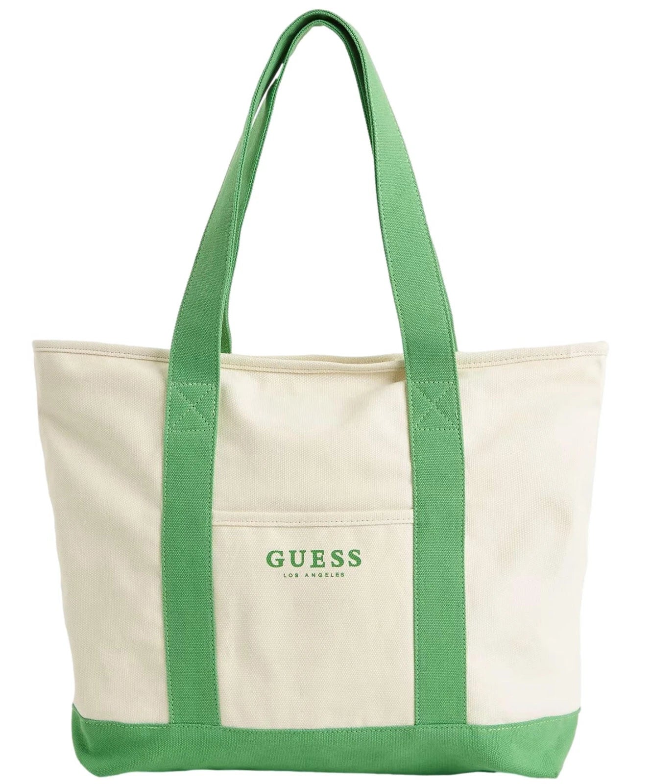 GUESS Green Logo Large Canvas Tote Bag Shopper Handbag Purse Gym Bag