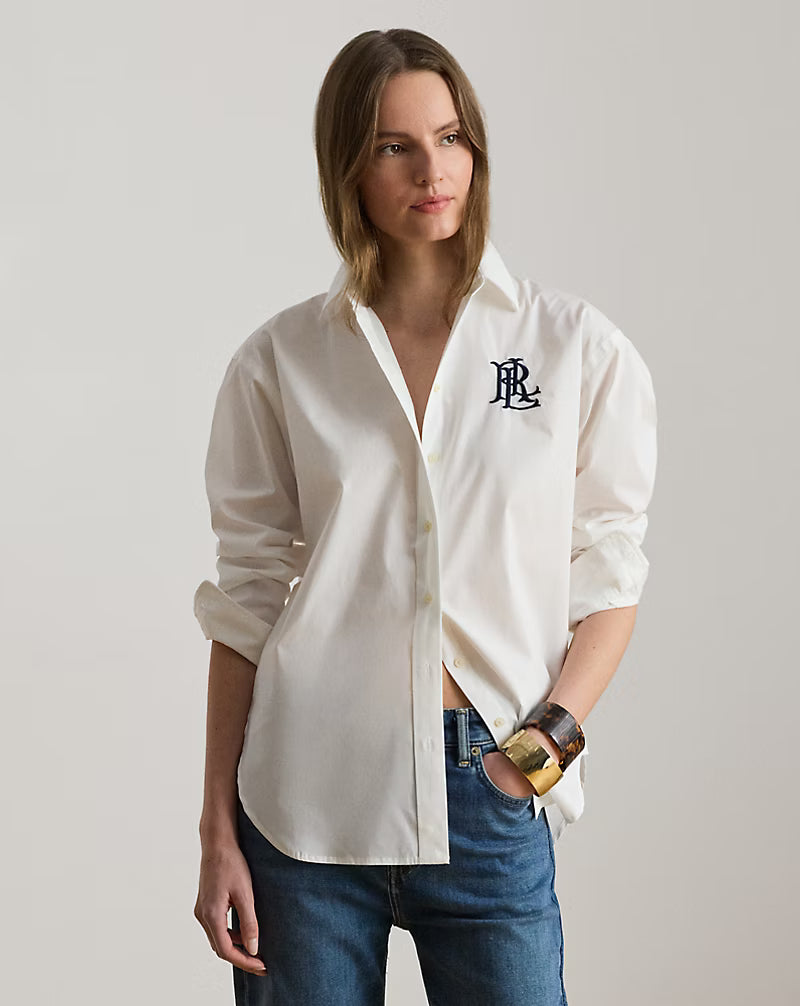 Ralph Lauren Women's Relaxed Fit Stretch Cotton Shirt-White