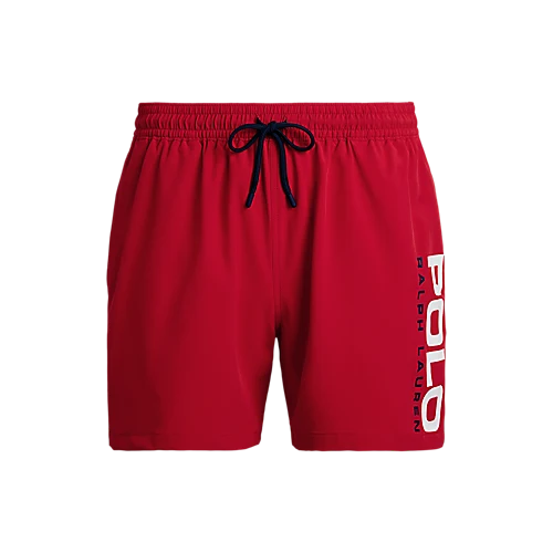 POLO Men's  RL Traveler Swin Trunk W/ Polo Graphic Mens Apprael- Red