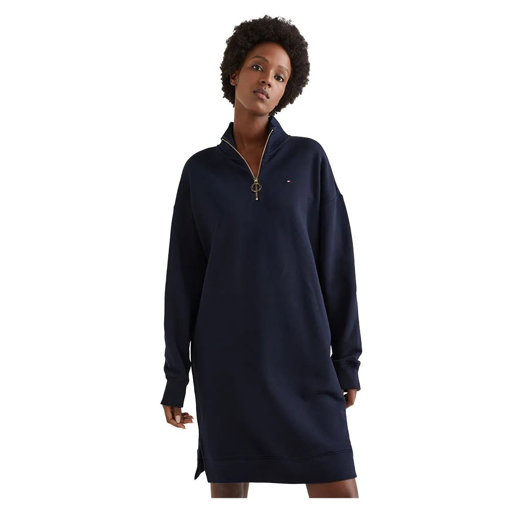 Womens' Tommy Hilfiger Half-Zip Relaxed Long Sleeve Short Dress