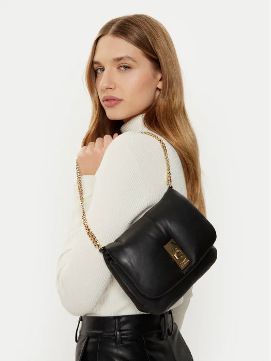 Womens' TOMMY Leather Chain Crossbody Bag black