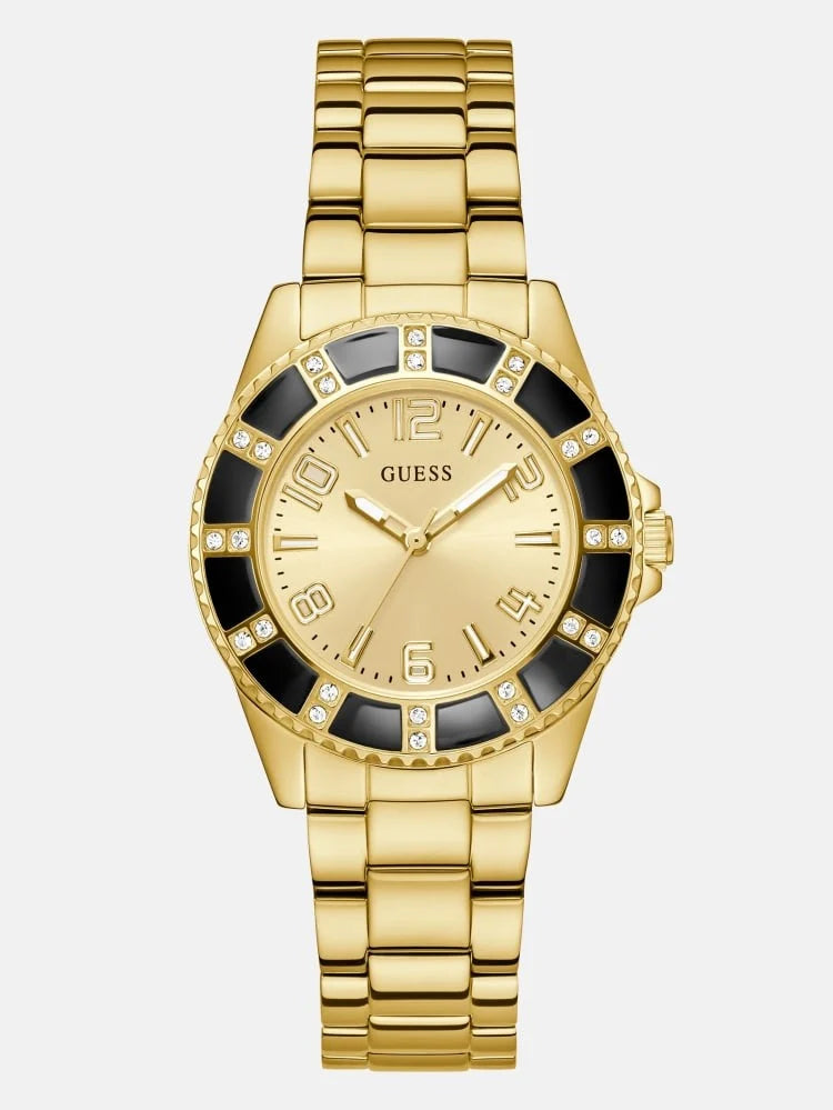 Women's Guess gold and black analog watch